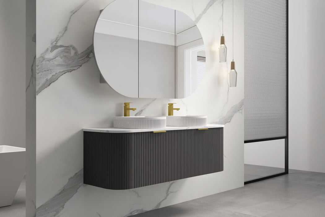 750-1500*455*450mm INF RIO Black High Moisture Resistant Plywood Cabinet Only Or White Calacutta Stone Top Wall Hung Vanities