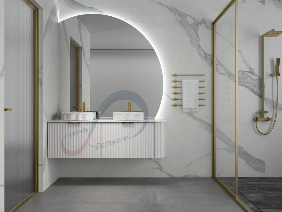 600-1500*455*450mm INF Rio Matt White High-Moisture Resistant L-Corner Wall Hung Vanity