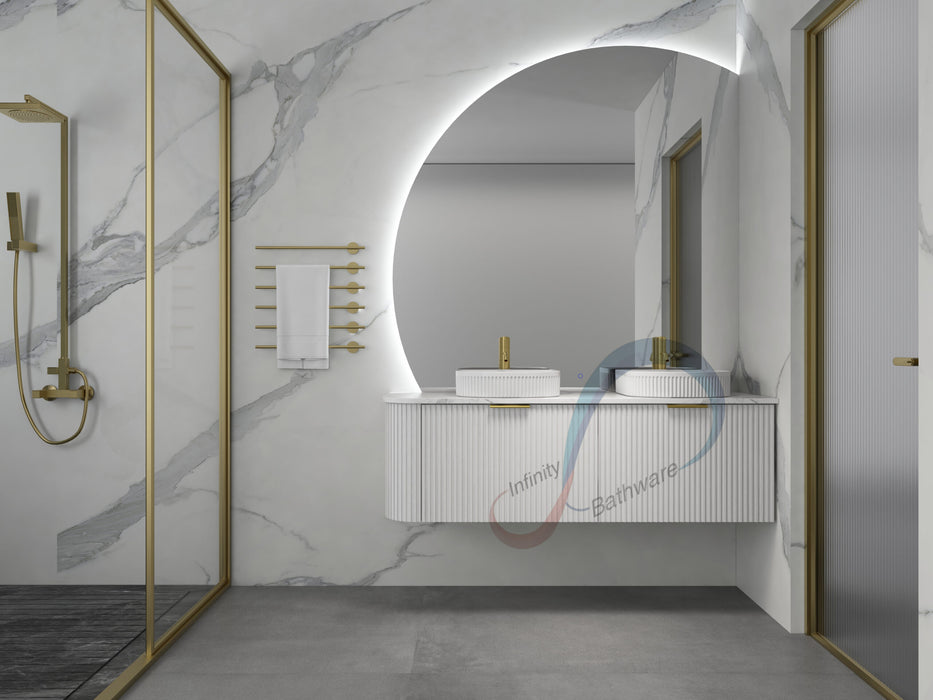 600-1500*455*450mm INF Rio Matt White High-Moisture Resistant R-Corner Wall Hung Vanity