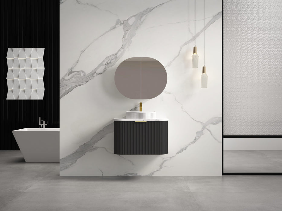 750-1500*455*450mm INF RIO Black High Moisture Resistant Plywood Cabinet Only Or White Calacutta Stone Top Wall Hung Vanities
