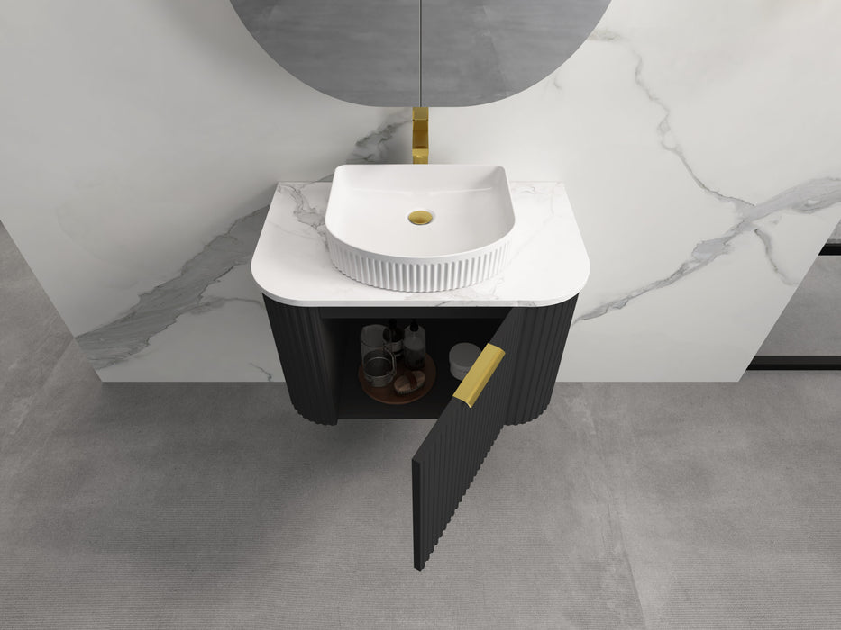 750-1500*455*450mm INF RIO Black High Moisture Resistant Plywood Cabinet Only Or White Calacutta Stone Top Wall Hung Vanities