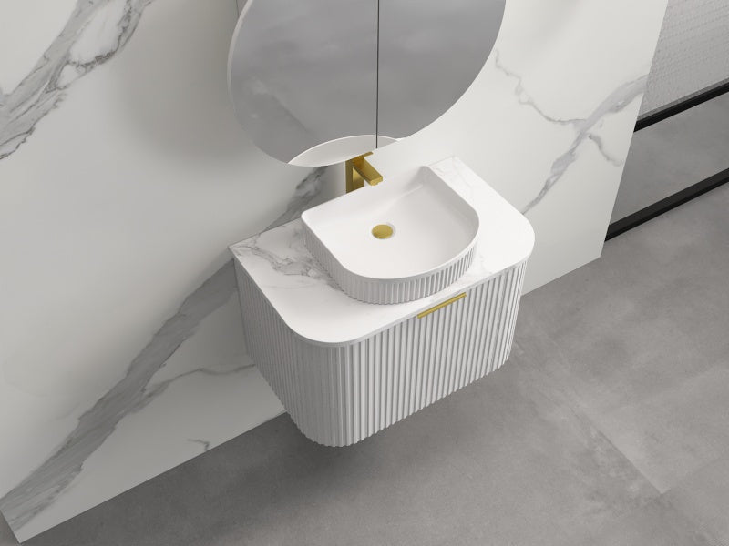 750-1500*455*450mm INF RIO Matt White High Moisture Resistant Plywood Cabinet Only Or White Calacutta Stone Top Wall Hung Vanities