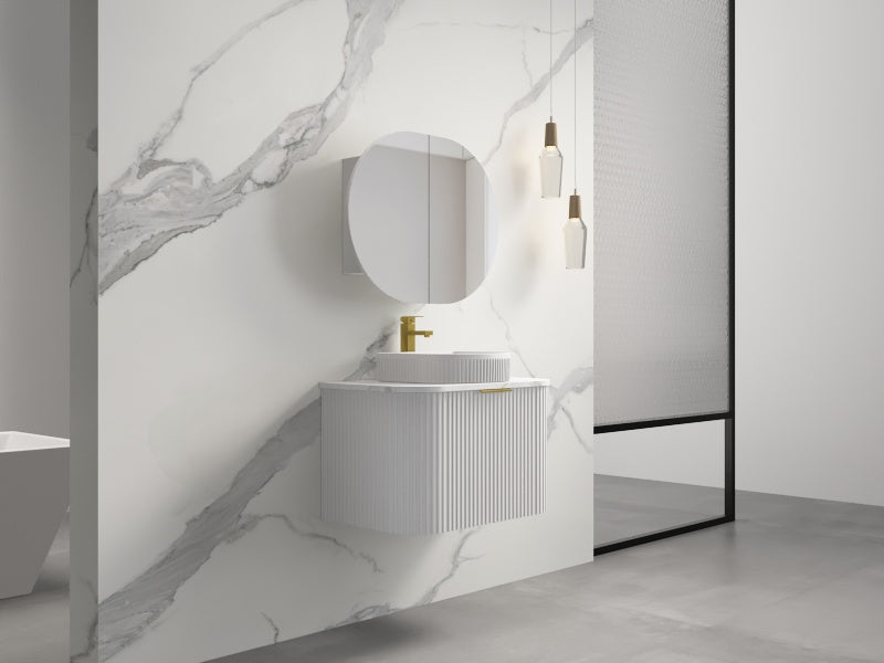 750-1500*455*450mm INF RIO Matt White High Moisture Resistant Plywood Cabinet Only Or White Calacutta Stone Top Wall Hung Vanities