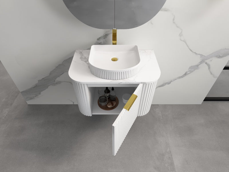 750-1500*455*450mm INF RIO Matt White High Moisture Resistant Plywood Cabinet Only Or White Calacutta Stone Top Wall Hung Vanities