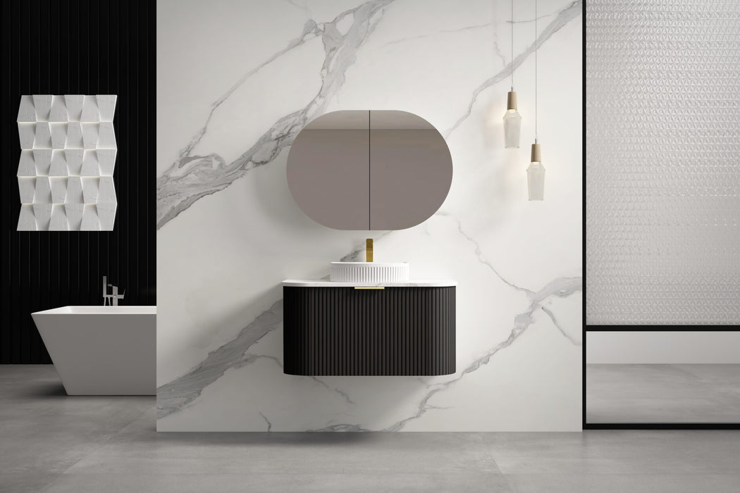 750-1500*455*450mm INF RIO Black High Moisture Resistant Plywood Cabinet Only Or White Calacutta Stone Top Wall Hung Vanities
