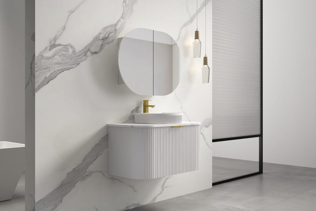 750-1500*455*450mm INF RIO Matt White High Moisture Resistant Plywood Cabinet Only Or White Calacutta Stone Top Wall Hung Vanities