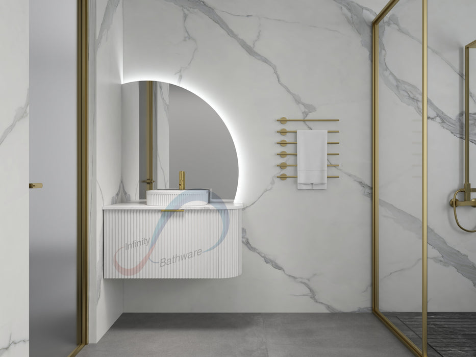 600-1500*455*450mm INF Rio Matt White High-Moisture Resistant L-Corner Wall Hung Vanity