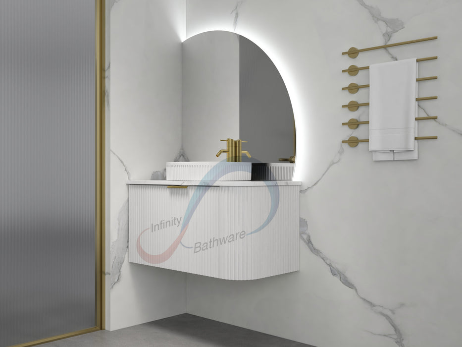 600-1500*455*450mm INF Rio Matt White High-Moisture Resistant L-Corner Wall Hung Vanity