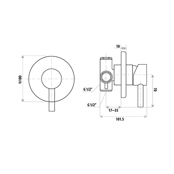 Loui Wall Mixer Chrome Round/Square Plate