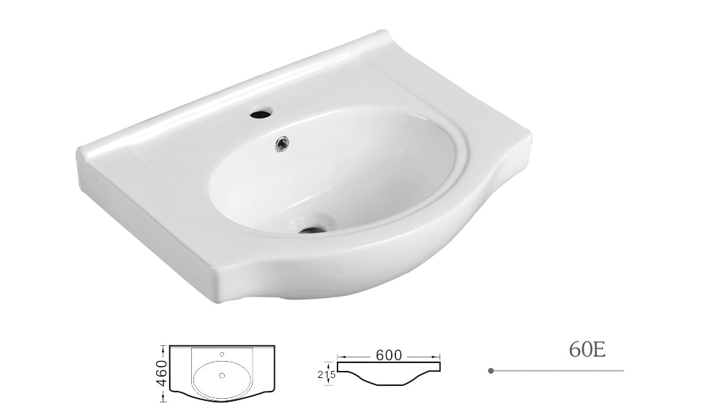 450-1200mm ROMA Semi-recessed White China Top With T Bar Handle Freestanding Bathroom Vanity