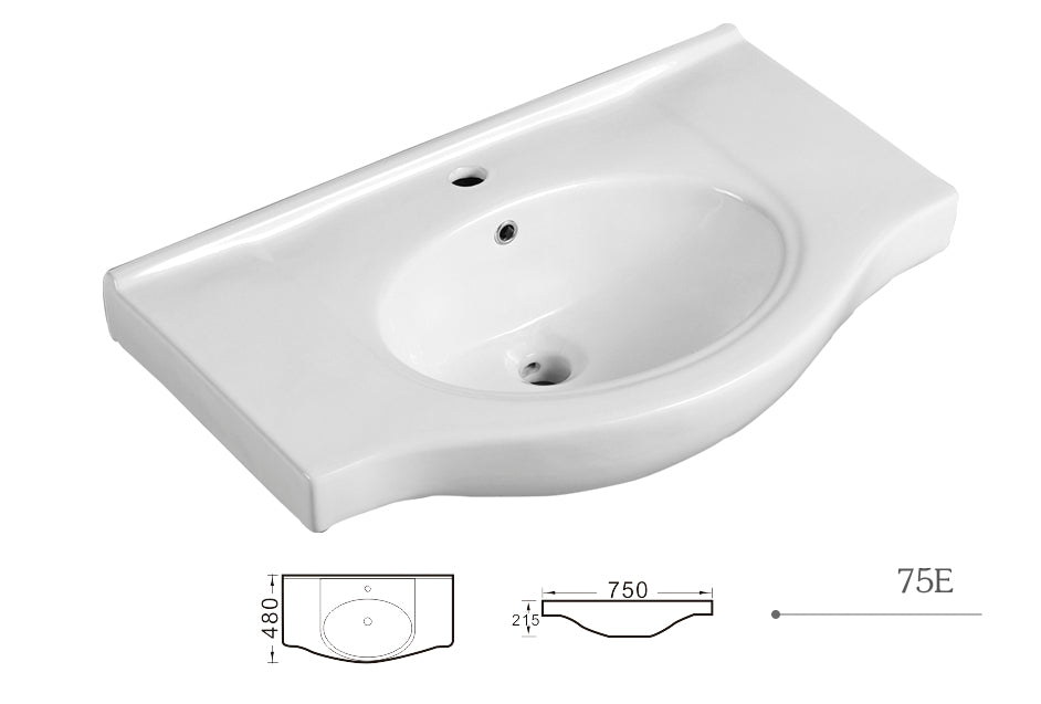 450-1200mm ROMA Semi-recessed White China Top With T Bar Handle Freestanding Bathroom Vanity