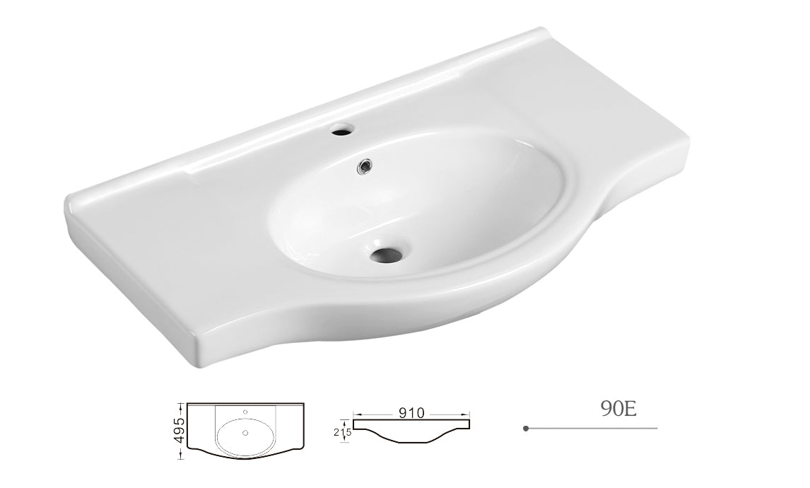 450-1200mm ROMA Semi-recessed White China Top With T Bar Handle Freestanding Bathroom Vanity