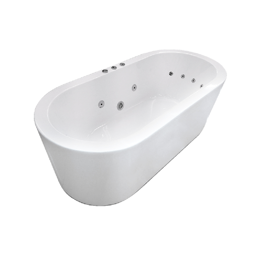 REDONDO 1500/1700*800*600mm White/Black Oval 12 Jets Acrylic Freestanding Spa Bathtub - HD reno