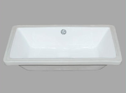 525X345x195mm ABS Rocky Gloss White Ceramic Rectangle With Overflow Undermount Basin - HD reno