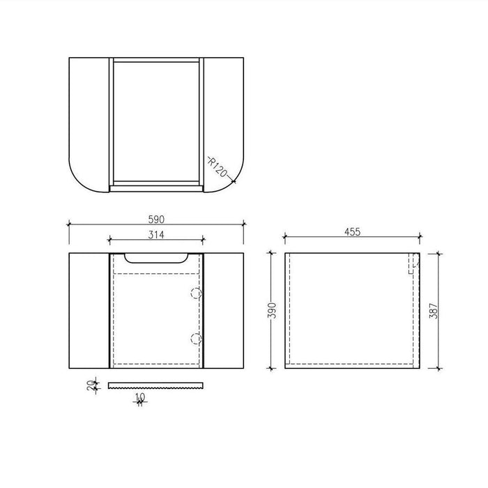 600-1500*460*400mm MER Rome Matt Black Fluted Wall-Hung Vanity