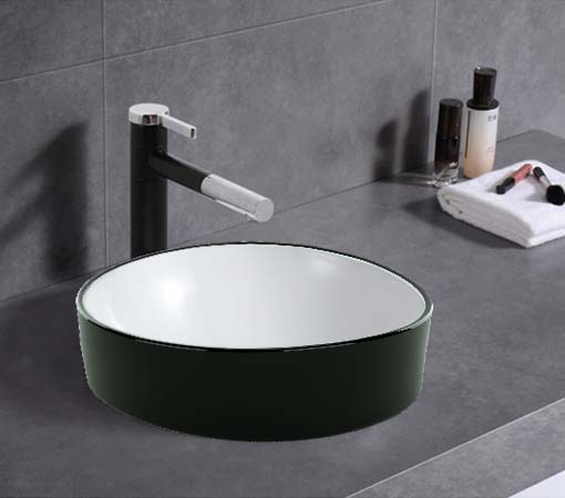 370x370x140mm ABS Roza Matt/Gloss White Ceramic Round Semi-Inset Basin - HD reno