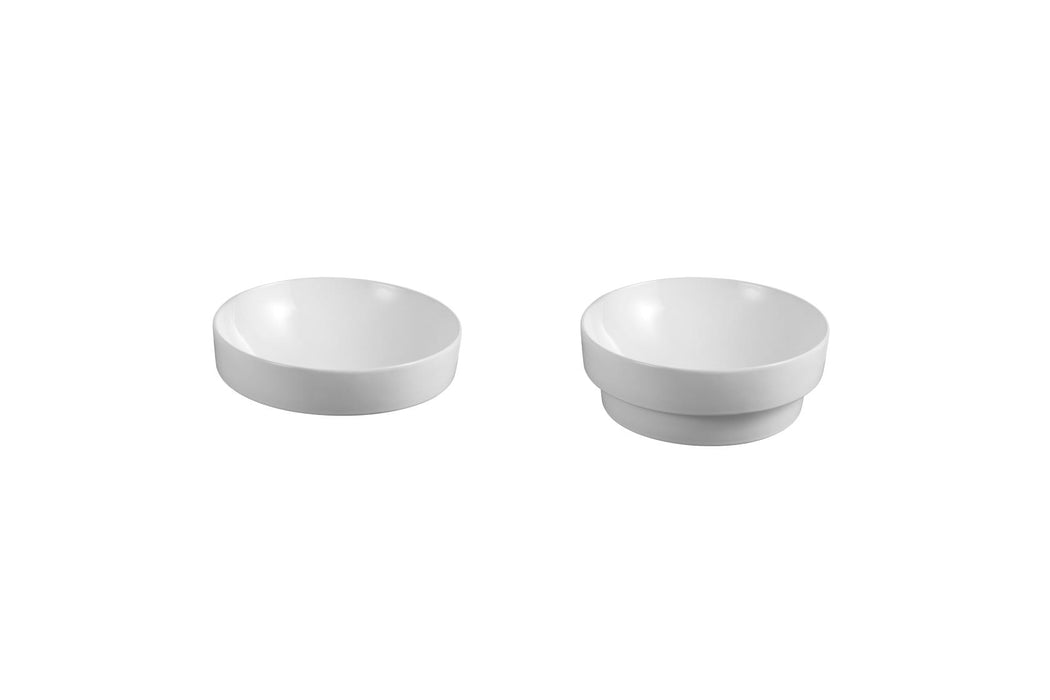 370x370x140mm ABS Roza Matt/Gloss White Ceramic Round Semi-Inset Basin - HD reno