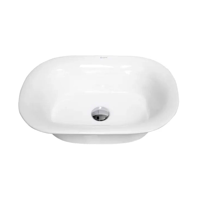 610*440*210mm Gloss White Ceramic Oval Semi Recessed Basins