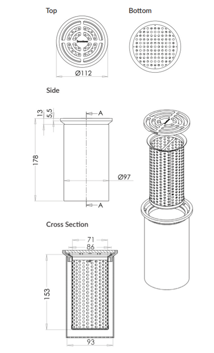 100mm Round Floor Waste Arrestor (suits 100mm pipe) - HD reno