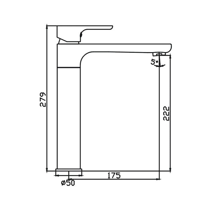 HC Sleek Black Round Sink Mixer