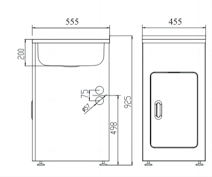 455*555*925mm 36 Litres 304 Stainless Steel Sink with Metal Matte Black Laundry Tub Cabinet