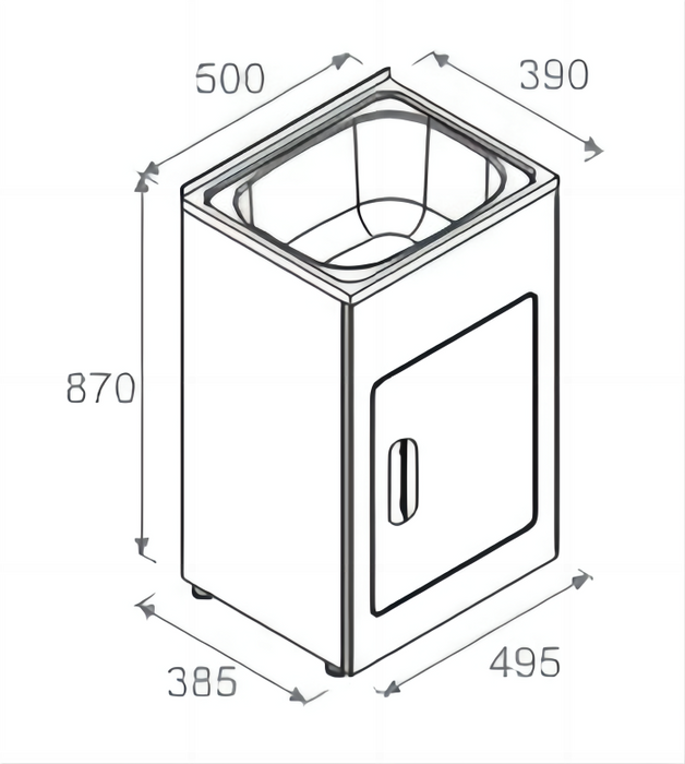 390*500*870mm 30L 304 Stainless Steel Sink with Metal Laundry Tub Cabinet