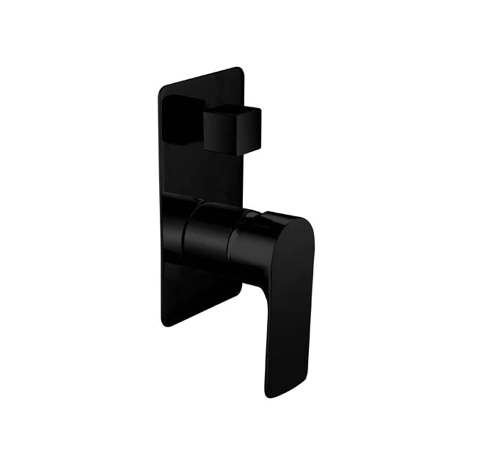 HC Sleek Black Rectangle Wall Mixer With Diverter