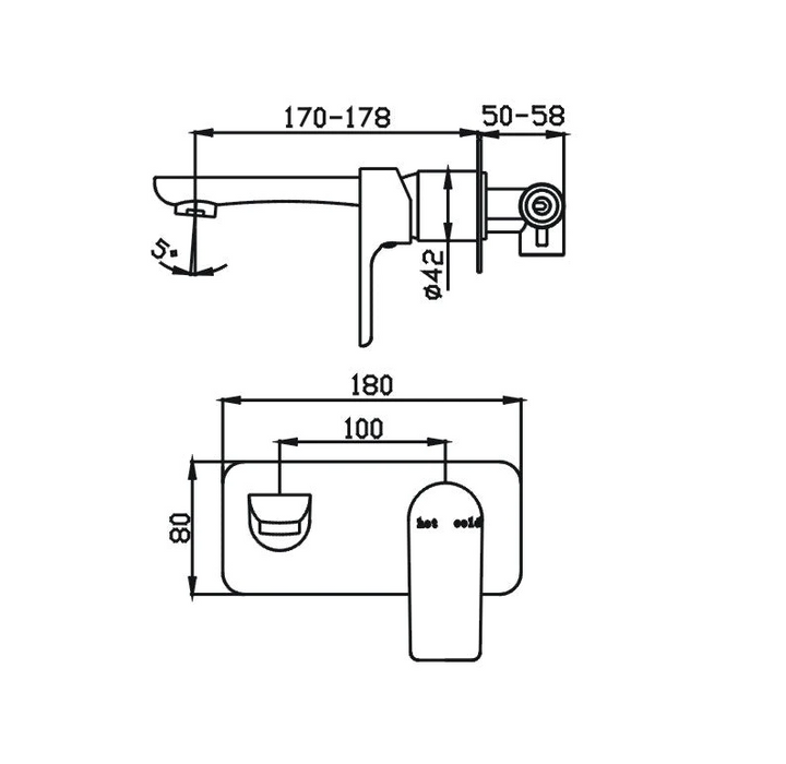 HC Sleek Black Rectangle Wall Mixer With Outlet