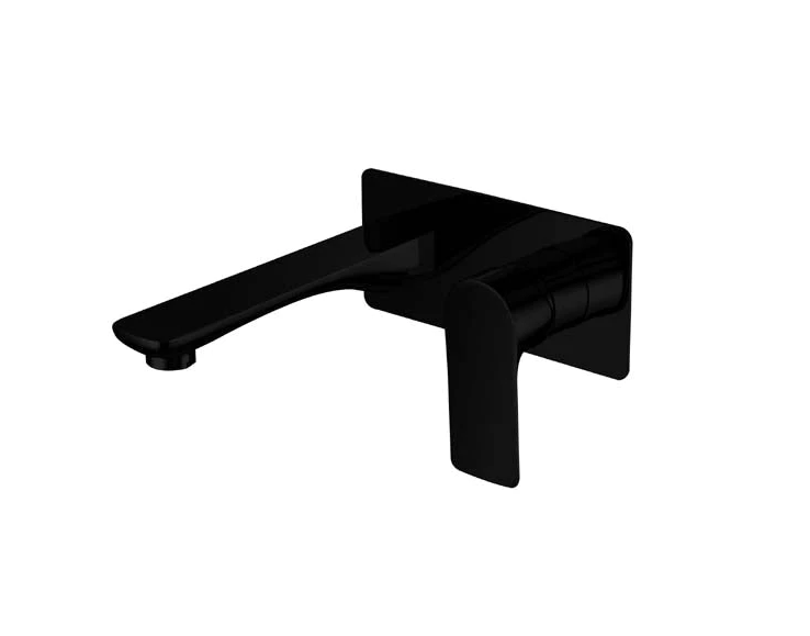HC Sleek Black Rectangle Wall Mixer With Outlet