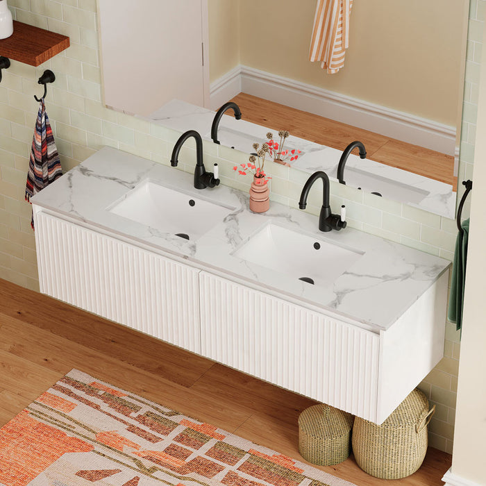 750-1500*460*420mm FIE Alina Satin White Cabinet Only and Ceramic / Stone Top Available Wall Hung Vanity