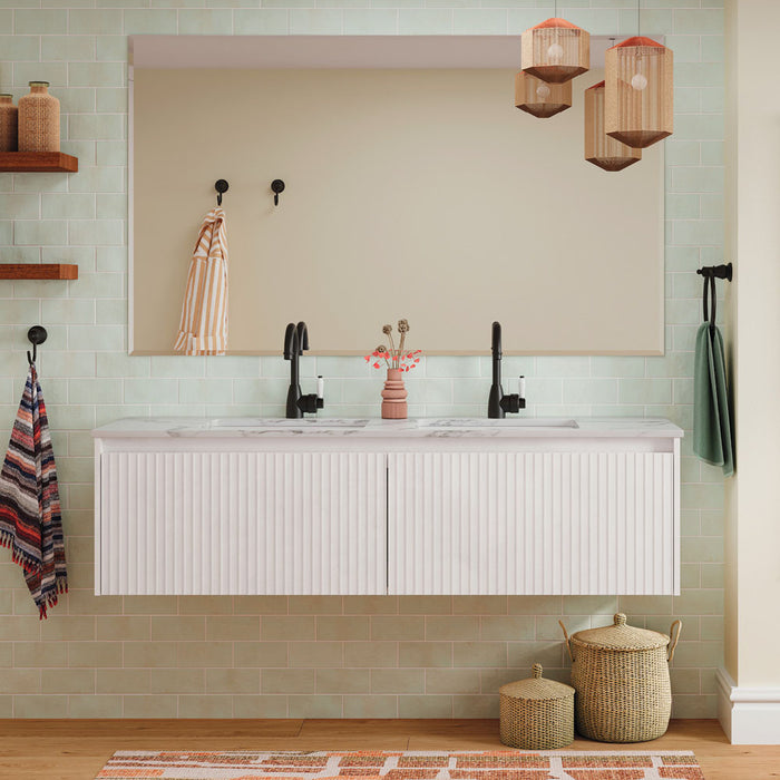 750-1500*460*420mm FIE Alina Satin White Cabinet Only and Ceramic / Stone Top Available Wall Hung Vanity