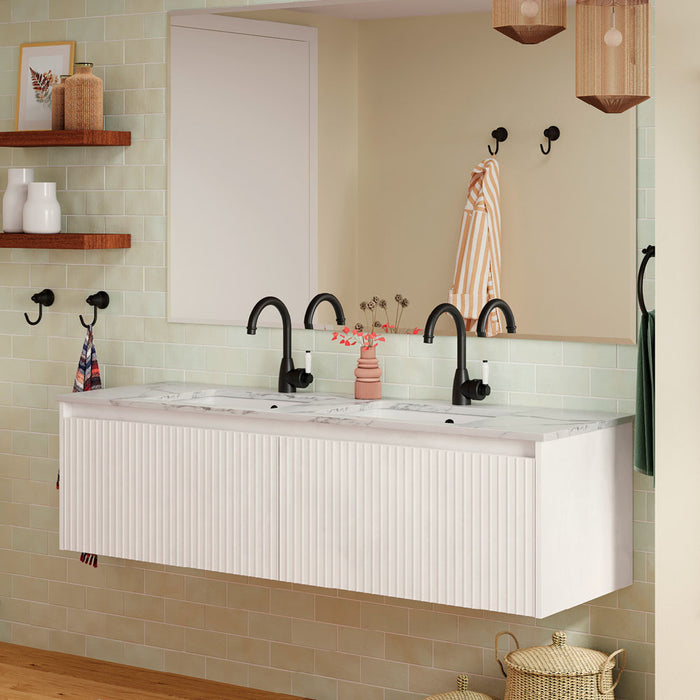 750-1500*460*420mm FIE Alina Satin White Cabinet Only and Ceramic / Stone Top Available Wall Hung Vanity