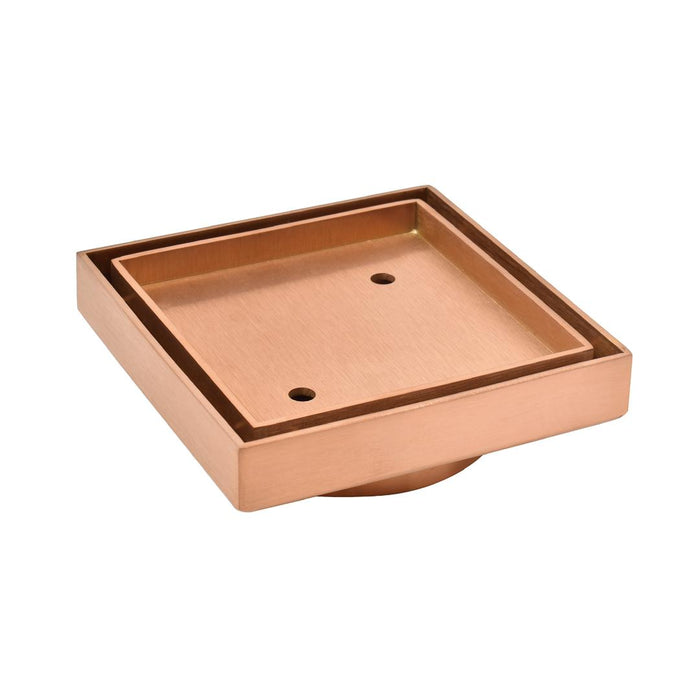 115*115mm Somer D444 Rose Gold Slim Square Tile Insert Floor Drain (90mm outlet)