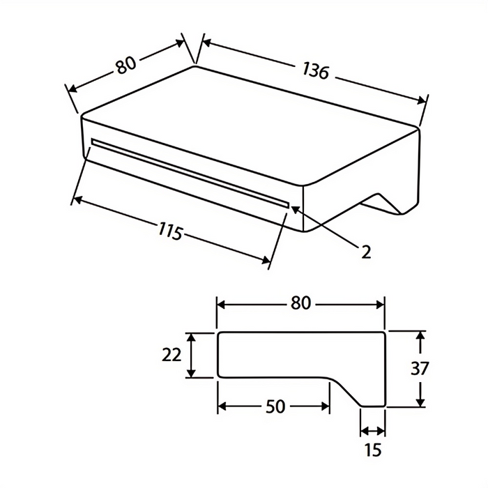 FIE Matt Black Solid Brass Rectangle Bath Outlet