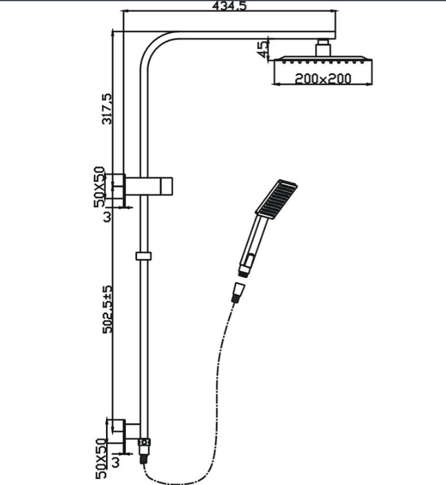 HC Bonza Black Shower System With Rail
