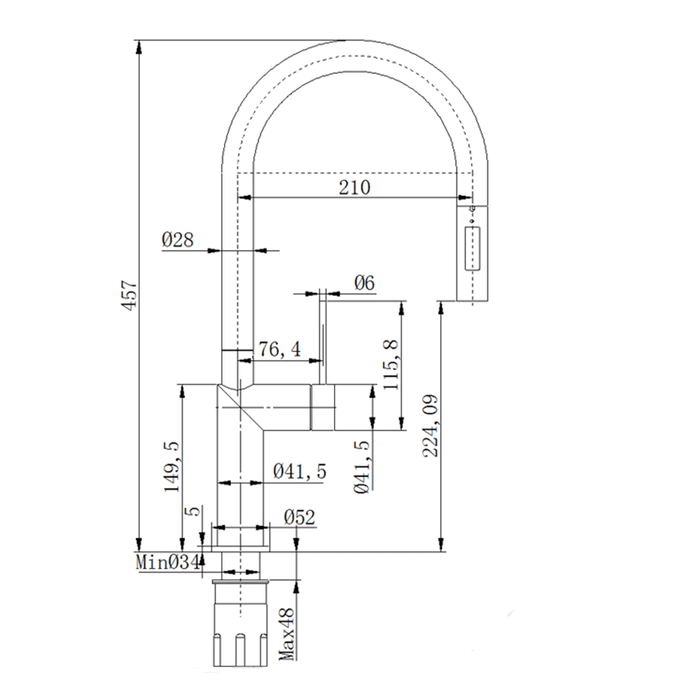 Elle 316 Stainless Steel Outdoor Pull Out Sink Mixer Brushed Stainless/Matt Black/Brushed Gold/Gun Metal/Chrome