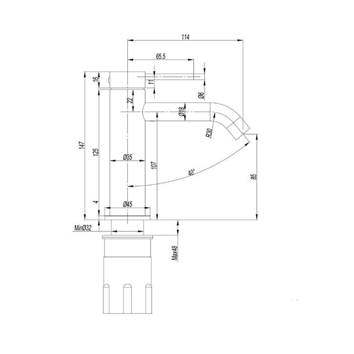 Elle 316 Standard Stainless Steel Outdoor Basin Mixer Brushed Stainless/Matt Black/Brushed Gold/Gun Metal/Chrome