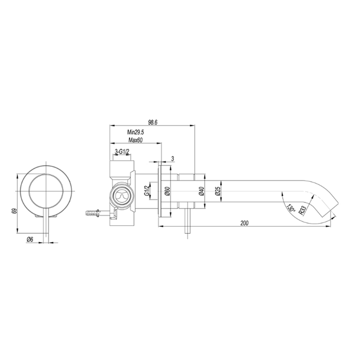 Elle 316 Stainless Steel Outdoor Wall Basin/Bath Mixer Brushed Stainless/Matt Black/Brushed Gold/Gun Metal/Chrome