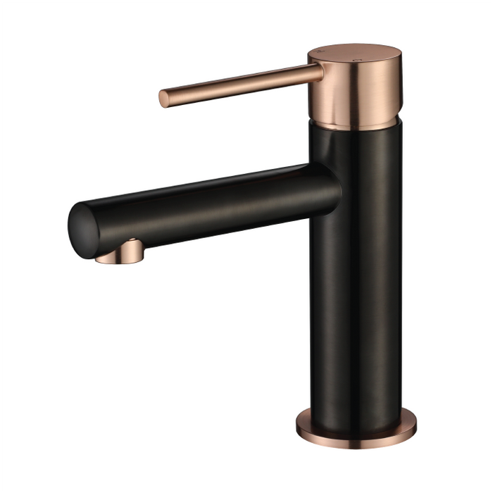 Modernnational Star Mini Matt Black And Champagne Solid Brass Basin Mixer