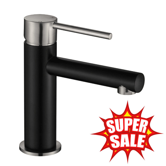 Modernnational Star Mini Brushed Nickle And Matt Black Solid Brass Basin Mixer