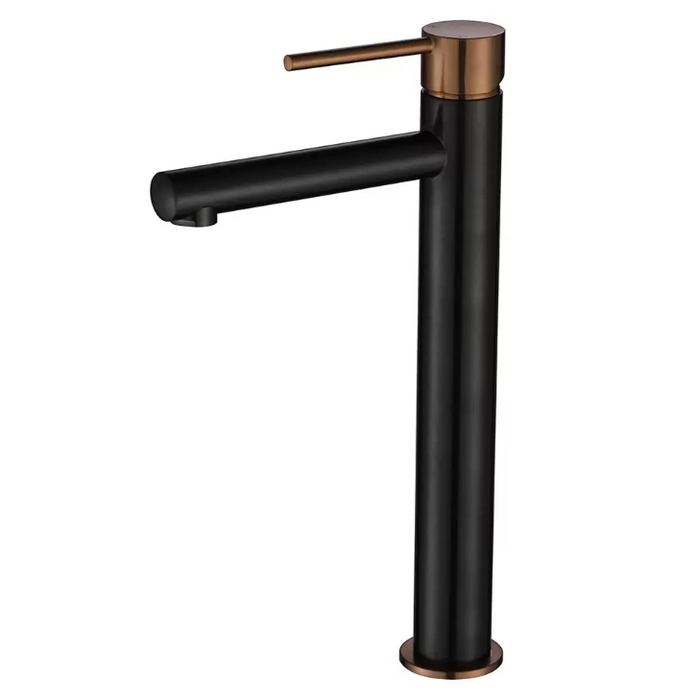 Modernnational Star Mini Matt Black And PVD Champagne Solid Brass High Rise Basin Mixer