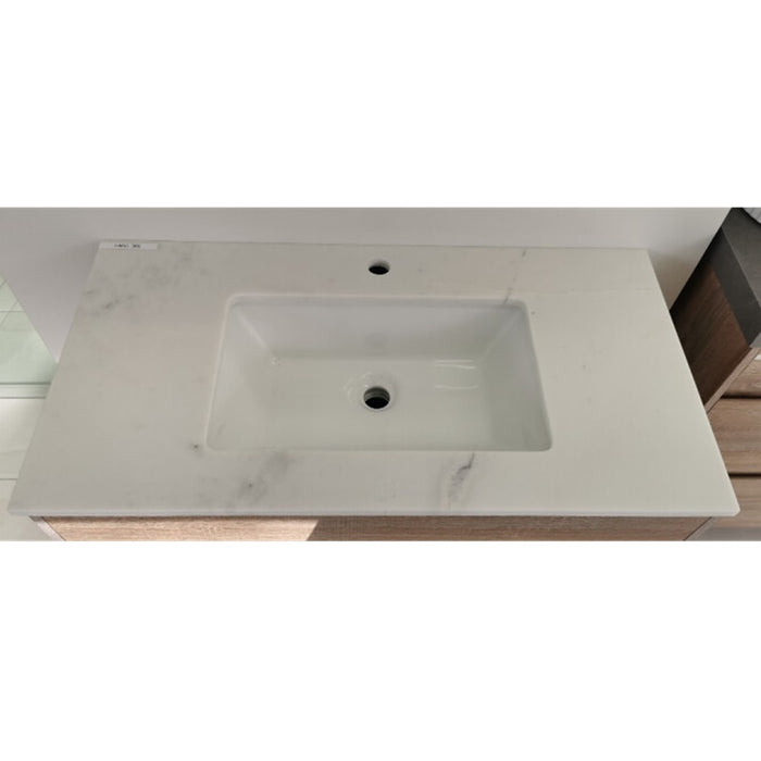 600-1500*465*18mm UM41 Natural Marble with Undermount Ceramic Basin(Atlantic White)