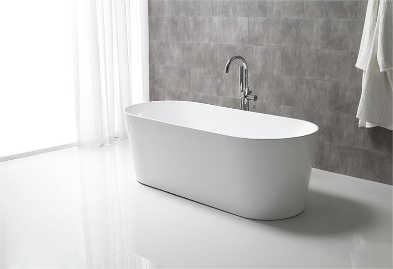 1500-1700*750*580mm Sunny 179 Gloss White Oval Acrylic Freestanding Bathtub
