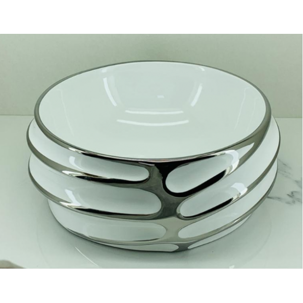 510*400*145mm SIMA Gloss White Ceramic Above Counter Basin Electroplating Silver 32mm No OverflowWaste Not Included With Basin