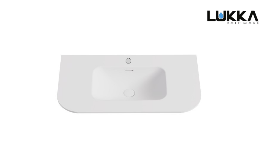 900-1800*500*12mm Lukka Aruro Matt White/Matt Black Solid Surface Stone Basin Vanity Top With Overflow