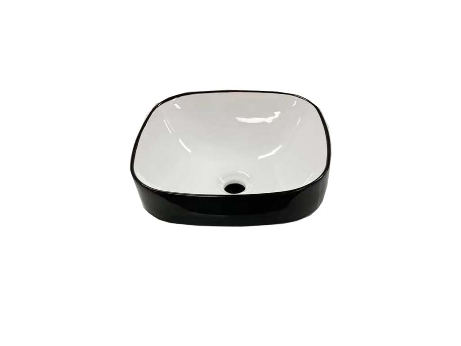 370x370x140mm ABS Spencer Matt/Gloss White Ceramic Soft Square Semi-Inset Basin - HD reno