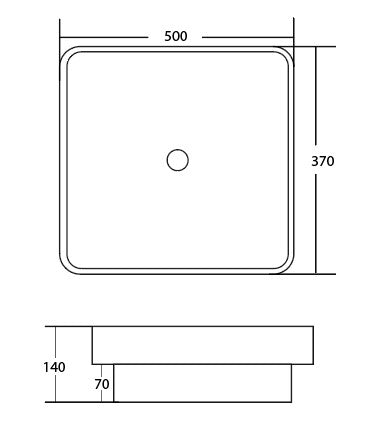 370x370x140mm ABS Stella Gloss White/Matt Black Ceramic Soft Square Semi-Inset Basin - HD reno