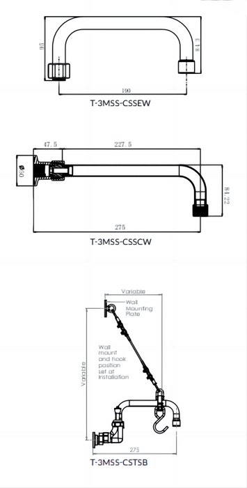 Fixed Straight Spout with Wall Mount - HD reno