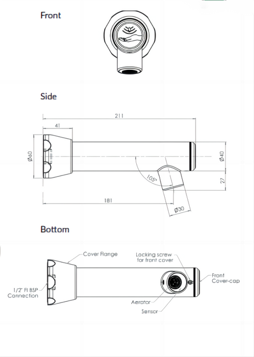 Full Stainless Steel Construction Wall Mounted Sensor Tap - HD reno