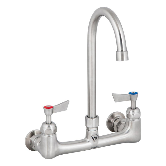 Stainless Steel Exposed Dual Wall Mount Body with Gooseneck Swivel Spout - HD reno